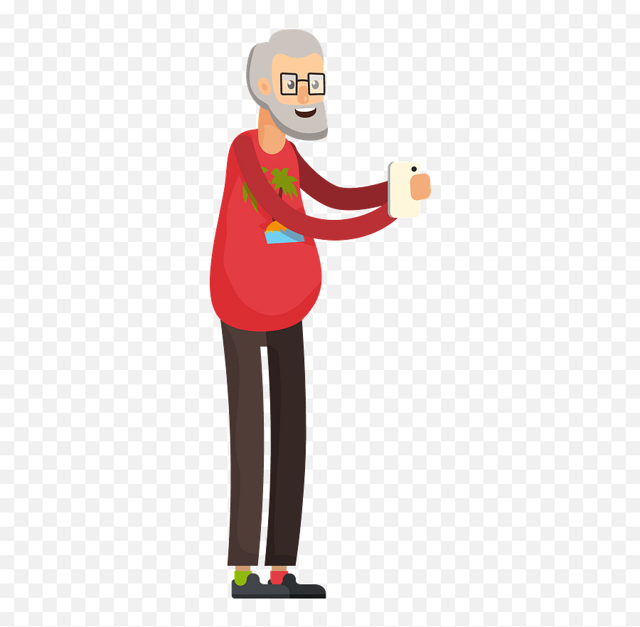 Old Man With A Smartphone Clipart Free Download Transparent - Cartoon Png,Smartphone Clipart Png