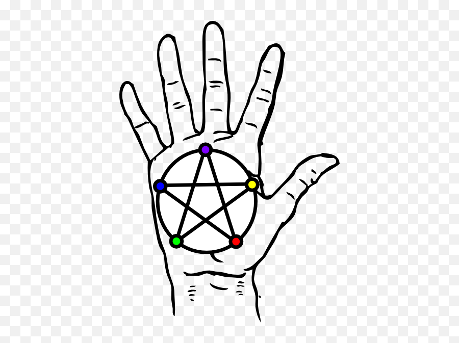 Hand With Pentacle Clip Art - Vector Clip Art Distal And Palmar Crease Png,Pentacle Png