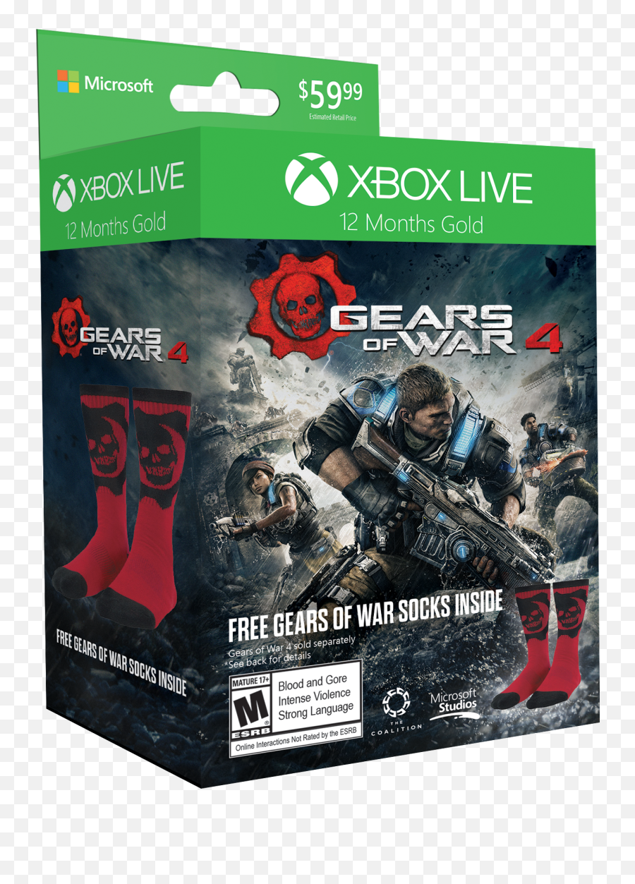 Xbox Live Gold 12 Month Membership With - Firearms Png,Gears Of War 4 Logo