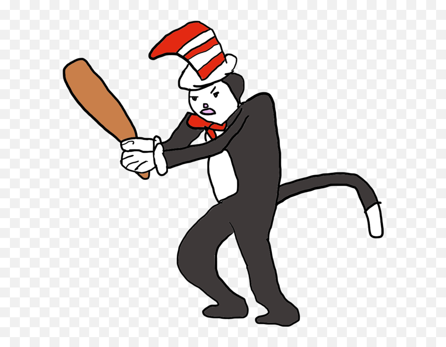 The Hat Transparent Cartoon - Cat And A Hat With A Bat Png,Cat In The Hat Transparent