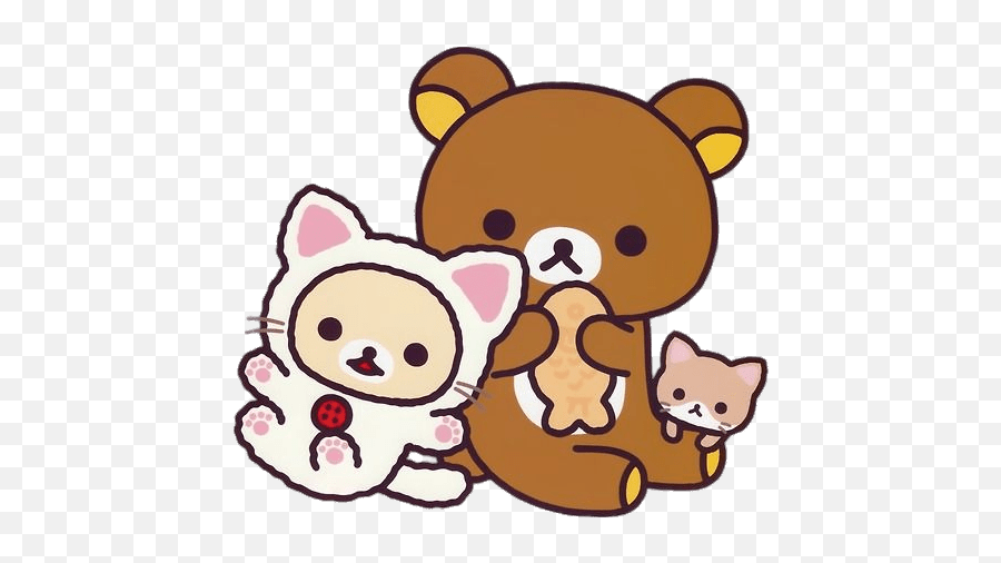 Cat Friends Eating Fish Transparent Png - Rilakkuma Png,Eating Png