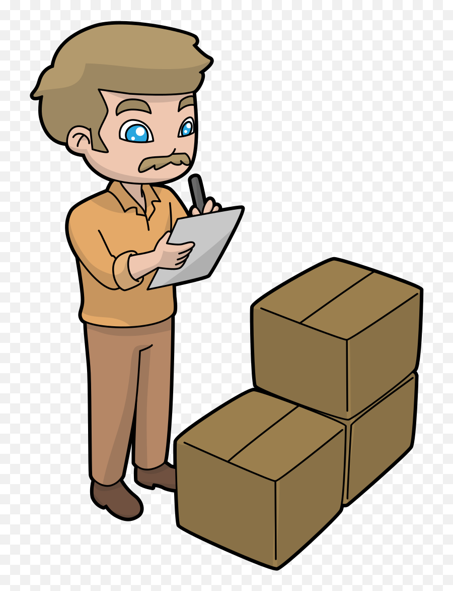 Filea Shipping Manager Checking Delivery Inventory Cartoon - Inventory Cartoon Png,Inventory Png