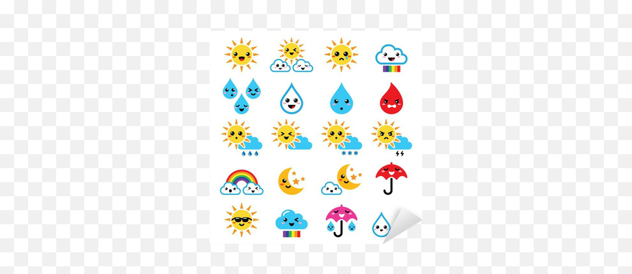 Sticker Cute Sun Rainbow Moon Rain And Cloud - Kawaii Cute Sun Rainbow Moon Rain And Cloud Png,Sun Moon Icon