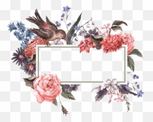 Watercolor Floral Flower Frame Png Transparent Mart - Watercolor Flower Border Frame,Cardinal Png