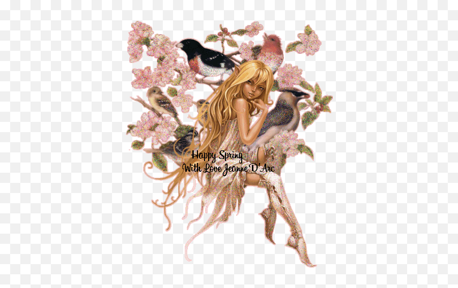 Happy Spring Fairy And Flowers Gif - Fairy Tale Pixie Cartoon Png,Fairy Transparent