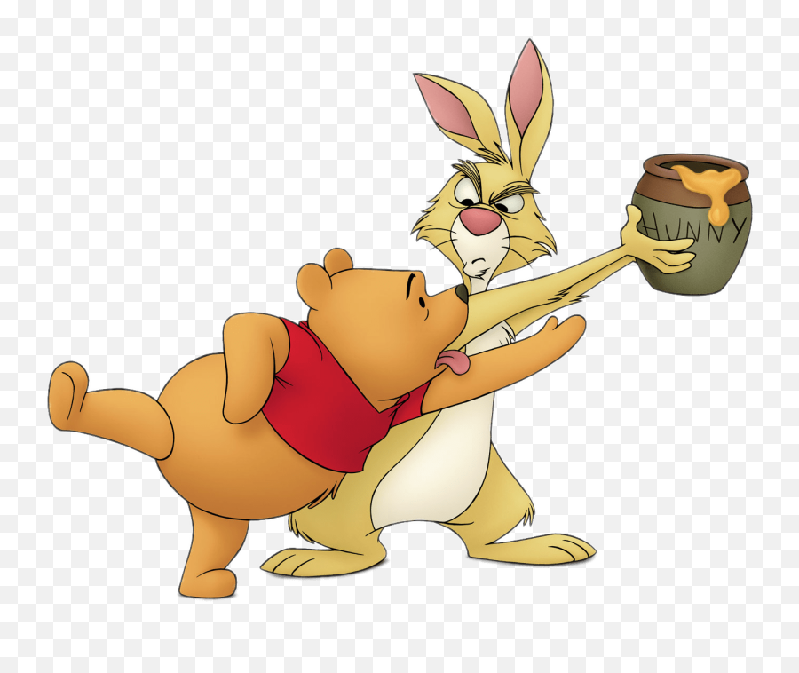 Winnie Trying To Take Honey From Rabbit Transparent Png - Winnie The Pooh And Rabbit,Rabbit Transparent