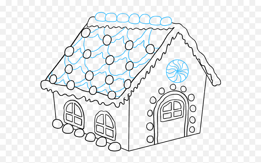 How To Draw A Gingerbread House - Really Easy Drawing Tutorial Draw A Gingerbread House Png,Gingerbread House Png