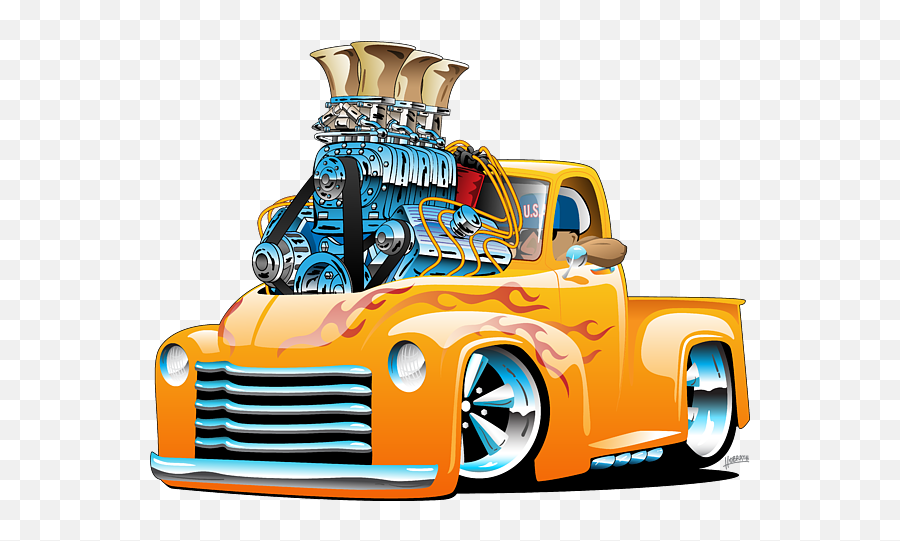 American Classic Hot Rod Pickup Truck Cartoon Fleece Blanket - Hot Rod Cartoon Png,Hot Rod Icon