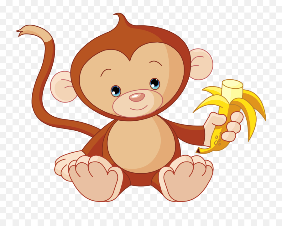 Cute Monkey Royalty Free Clipart - Clipart Monkey Eating Banana Png,Cute Monkey Png