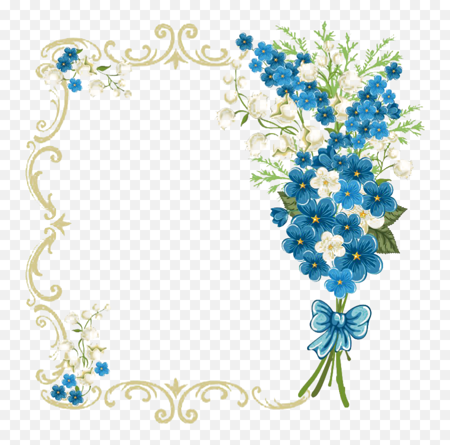 Vintage Floral Blue Frame Transparent - Royal Wedding Invitation Background Hd Png,Vintage Transparent