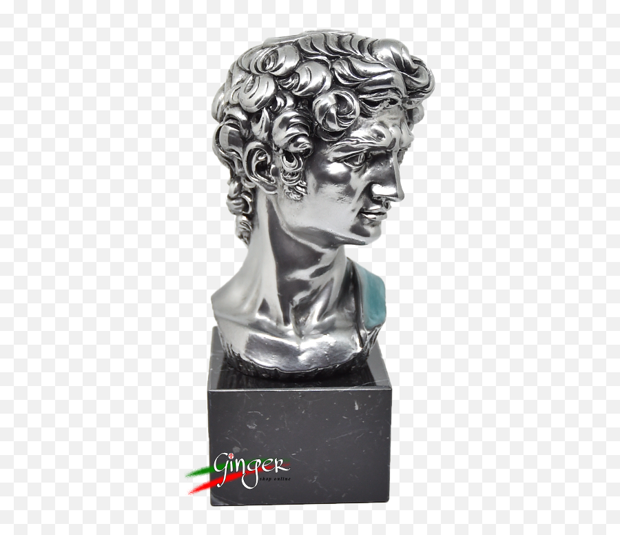 David By Michelangelo - Lux Series With Marble Base Silver Painted Ginger Shop Souvenirs Made In Italy Bust Png,Michelangelo Png