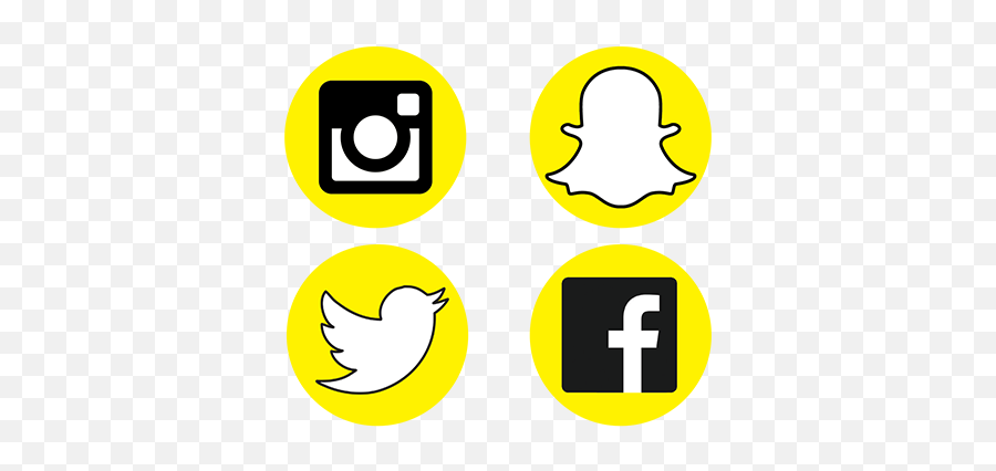 Instagram Clipart Snapchat - White Facebook Twitter Instagram Yellow Facebook Icon Png,Facebook Icon Transparent Background