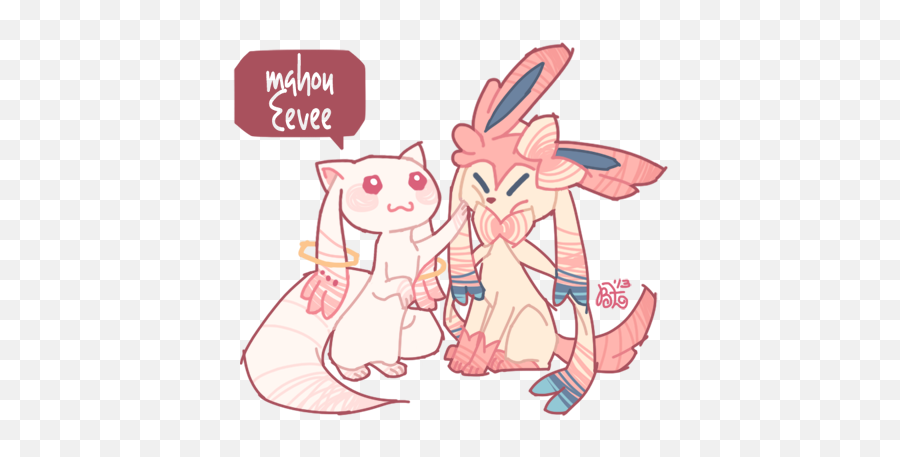 Kyubey And Mahou Eevee - Mahou Shoujo Madoka Magica Photo Kyubey X Madoka Png,Madoka Magica Transparent