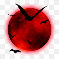 Red Moon Bats Halloween Sticker - Transparent Background Png