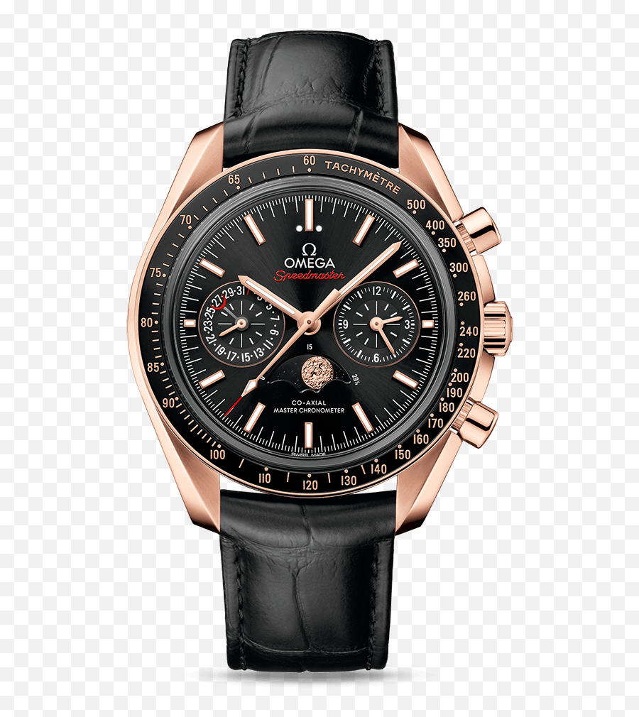 Speedmaster Moonphase Co - Axial Master Chronometer Moonphase Watch Png,Gold Watch Png
