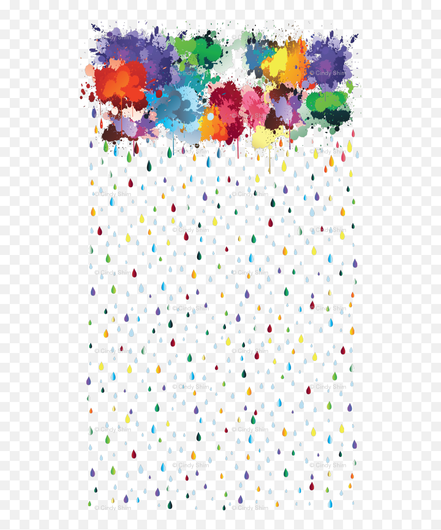 Rainbow Raindrops Giftwrap - Cutiecat Spoonflower Visual Arts Png,Raindrops Png