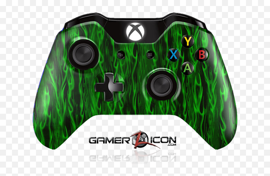 Xbox One Green Flames Controller U2013 Gamerziconcom Your - Red And Black Xbox One Controller Png,Green Flames Png