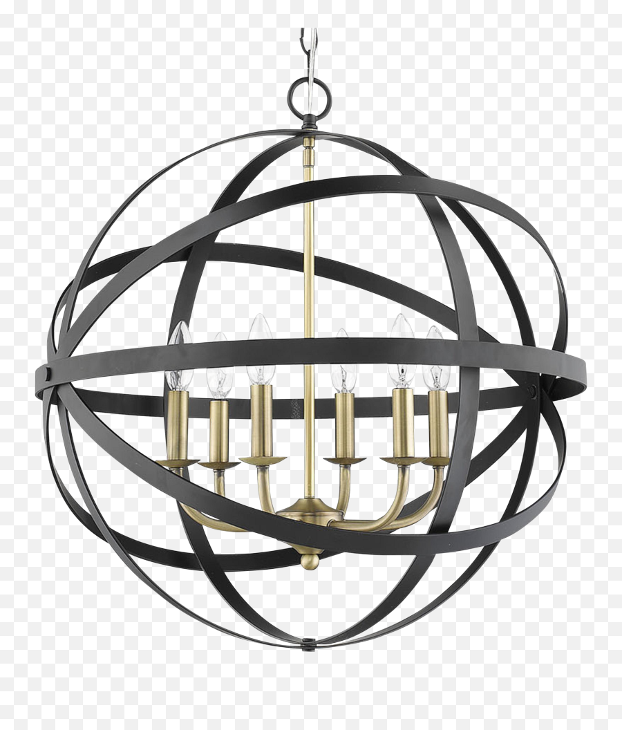 The Orbit 6 Light Chandelier Matte Black And Antique Brass - Black Modern Chandelier Png,Chandelier Png