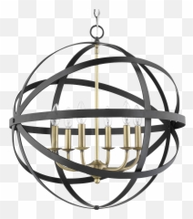 The Orbit 6 Light Chandelier Matte Black And Antique Brass - Black Modern Chandelier Png,Chandelier Png