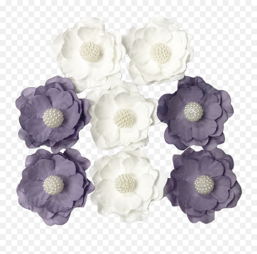 Flr - 075 Paper Flower Wwhite Pearlpurple U0026 White Png,Paper Flower Png