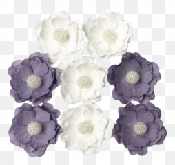 Flr - 075 Paper Flower Wwhite Pearlpurple U0026 White Png,Paper Flower Png