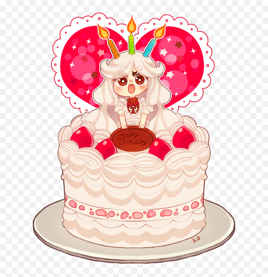 Birthday Cake Emoji Png - By Vocaloid Mirai Chibi Anime Anime Birthday Cake Drawing,Birthday Emoji Png