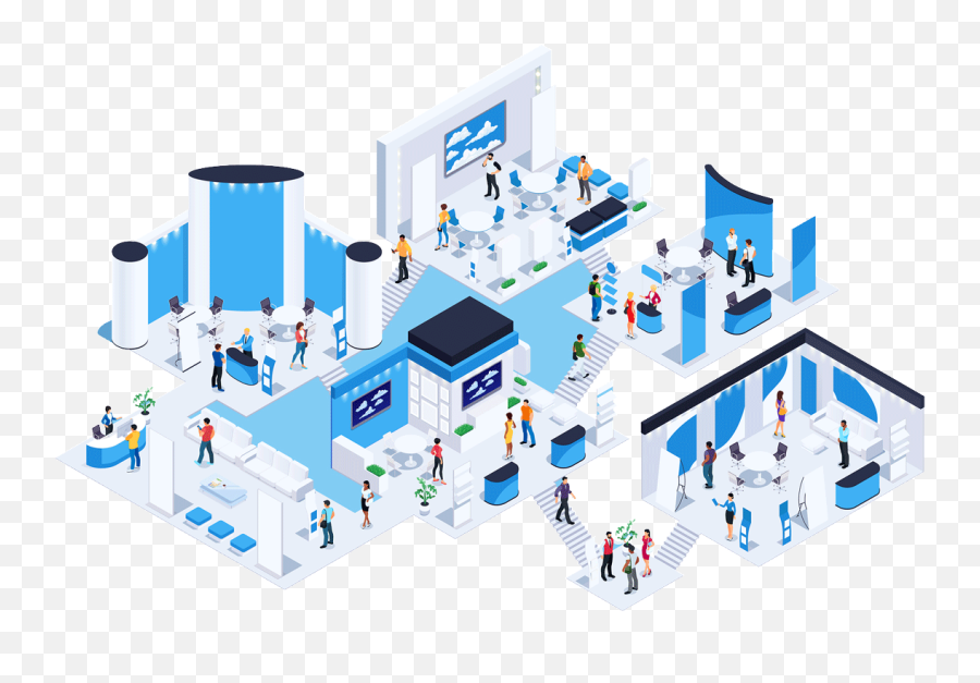 Virtual Events Platform Hybrid - Isometric Exhibition Space Png,Corporate Event Icon