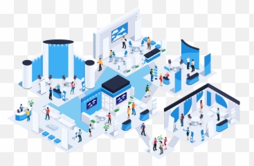 Virtual Events Platform Hybrid - Isometric Exhibition Space png
