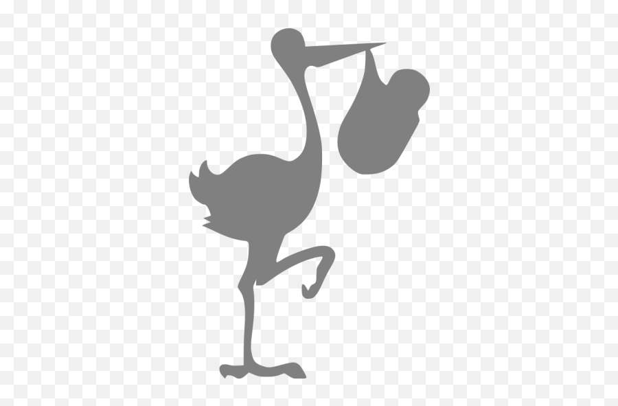 Gray Stork With Bundle Icon - Free Gray Baby Icons Stork Baby Silhouette Png,Gender Neutral Icon