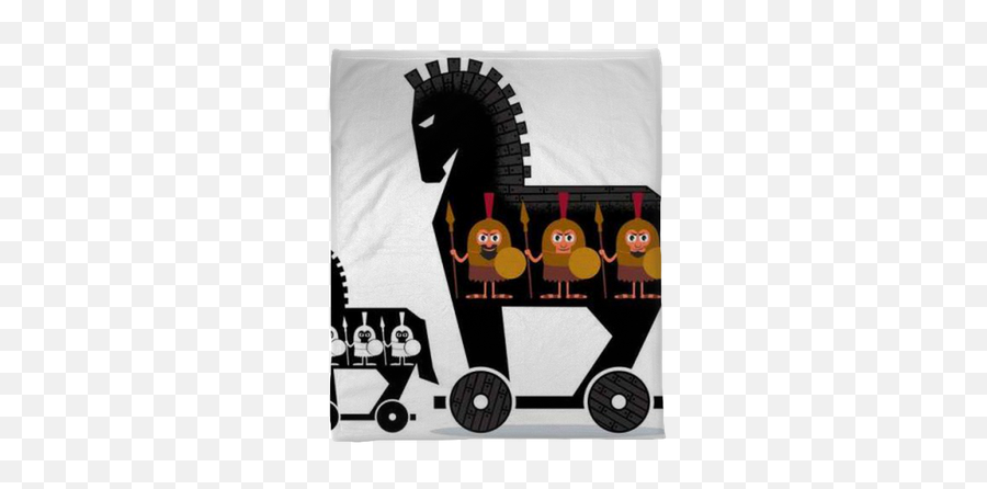 Plush Blanket Trojan Horse Cartoon With Greek - Troy Cartoon Png,Trojan Virus Icon