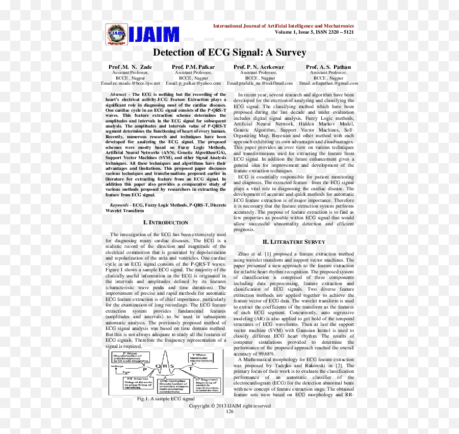 Pdf Detection Of Ecg Signal A Survey Manisha Zade - Document Png,Zade Icon Pack