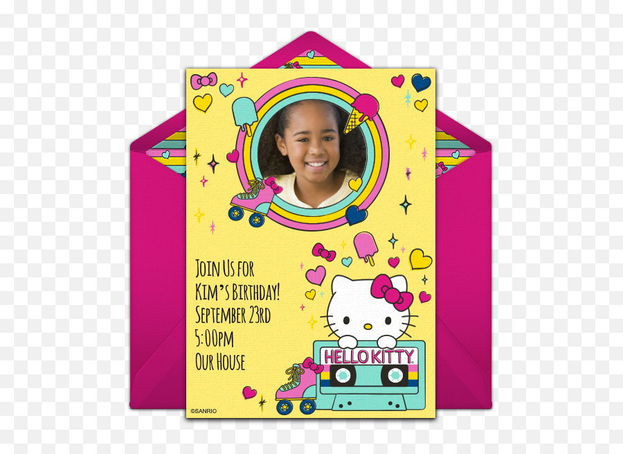 Hello Kitty Birthday Photo Online Invitation - Punchbowlcom Portable Network Graphics Png,Hello Kitty Online Icon
