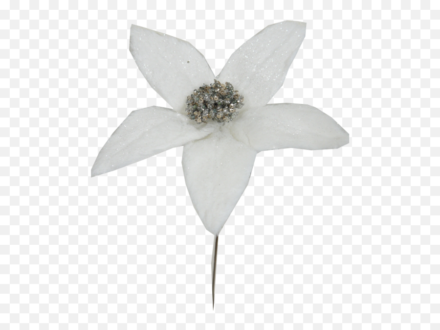 Download White Glitter Poinsettia Pick - Artificial Flower Png,Poinsettia Png