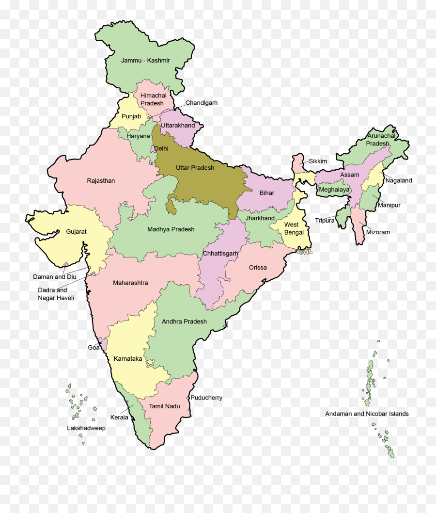 Download India Map En - High Resolution India Map Full India Original Map 2018 Png,India Map Png