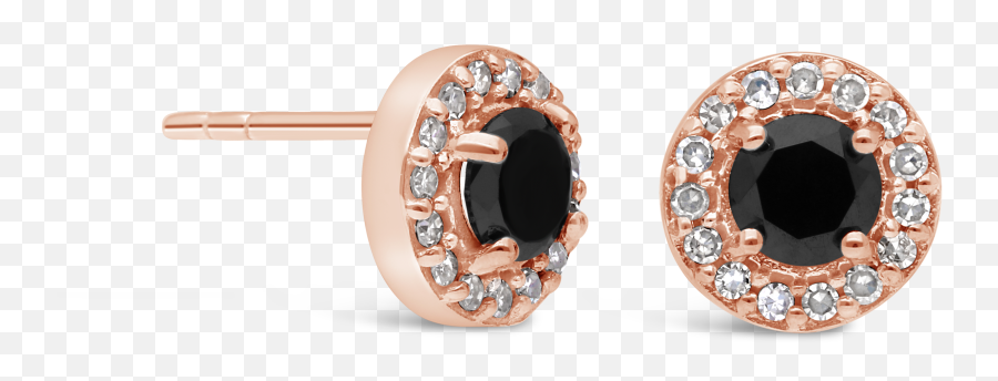 9ct Rose Gold Black Diamond Halo Earrings - Earrings Png,Black Diamond Png