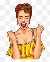Excited Woman Png Image Free Download - Pop Art Girl Png,Excited Png