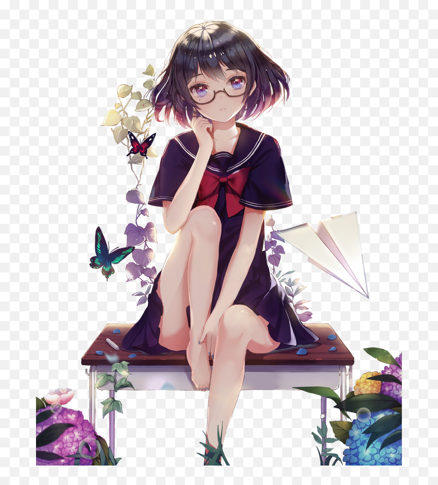 Pin - Anime Png,Anime Girl Sitting Png