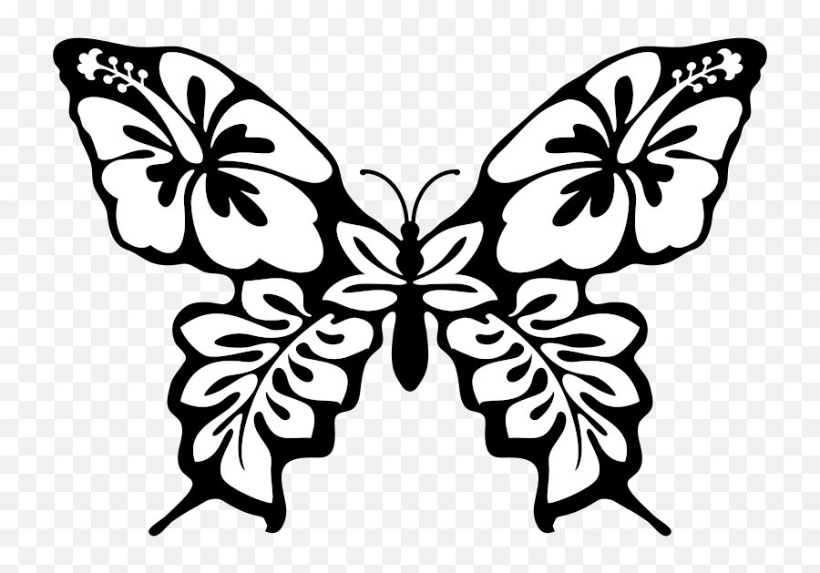 Download Free Png Butterfly Flower Line Art - Dlpngcom Easy Drawings Of Butterflies,Flower Line Png