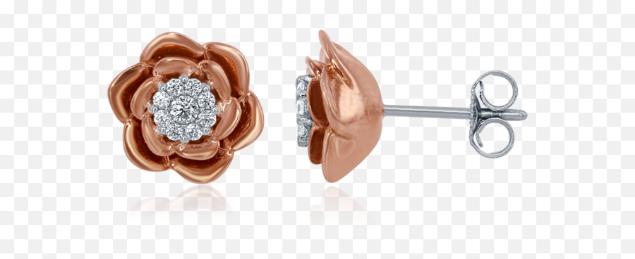 Belle Rose Cluster Diamond Stud Earrings In 14k Gold - Solid Png,Diamond Earrings Png