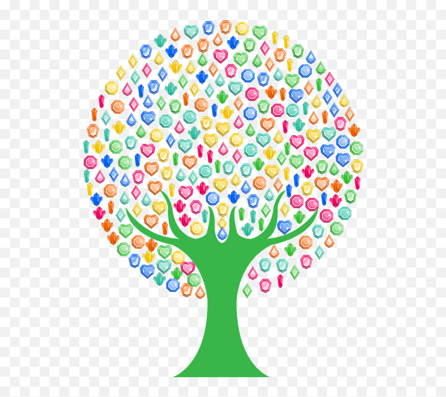 Gems Shiny Precious Stones - Colorful Tree Clipart Png,Gems Png