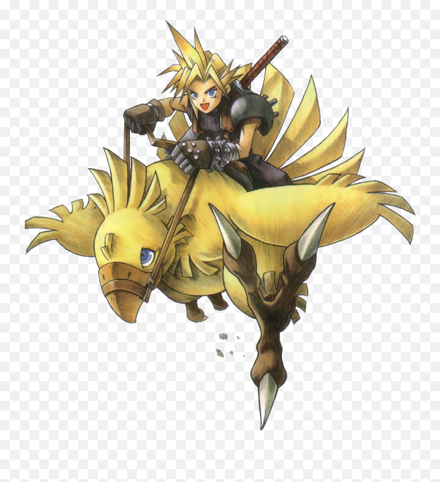 Chocobo Drawing Riding Transparent U0026 Png Clipart Free - Final Fantasy Cloud Official Art,Cloud Strife Png