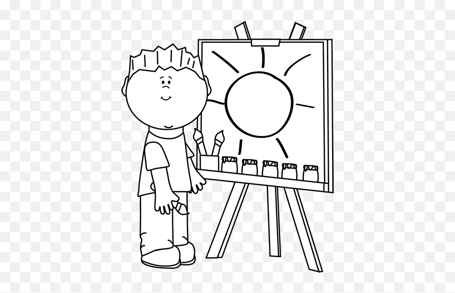 Art Class Png Black And White - Paint Pictures Black And White,Painting Clipart Png