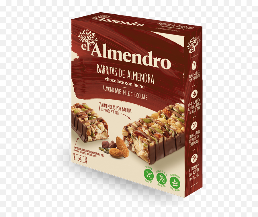 Almond And Milk Chocolate Bars - El Almendro Png,Chocolate Bar Transparent