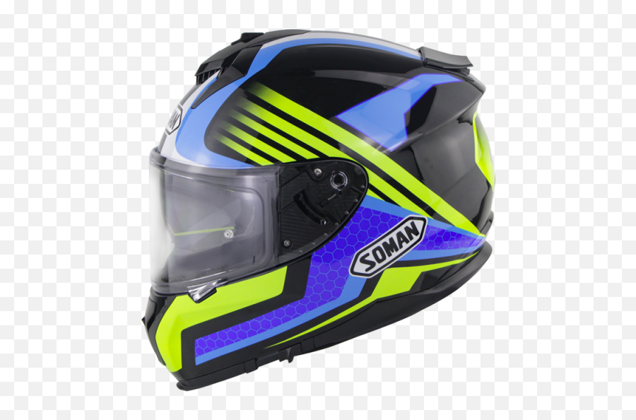 Soman Blue Yellow Motorcycle Helmet Full Face Cascos - Casco Soman Png,Icon Airframe Pro Carbon