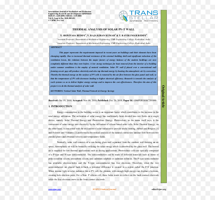 Pdf Thermal Analysis Of Solar Pv - T Wall Tjprc Publication Literature Review Of Digital Marketing Png,Trombe Wall Icon