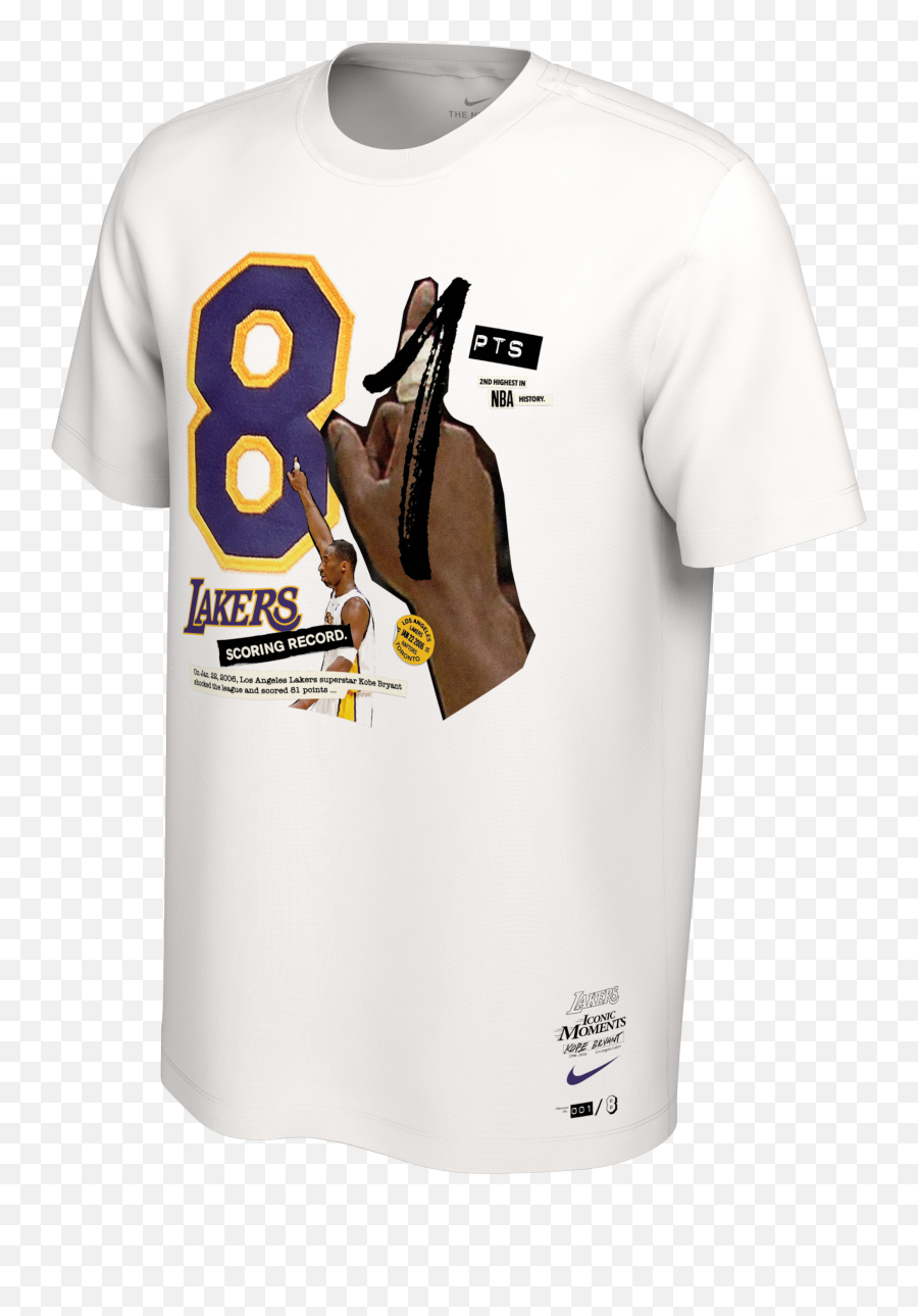 Nike Menu0027s Kobe Bryant La Lakers Iconic Moments 81 Points Tee - Nike Kobe 81 Point Shirt Png,Wrestling Icon Quiz Answers Level 81