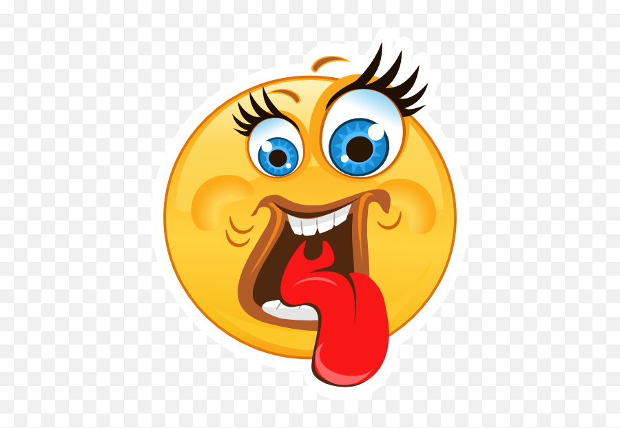 Crazy Wide Eyes Tongue Out Emoji Sticker - Eyes Big Smile Emoji Png,Tongue Out Emoji Png