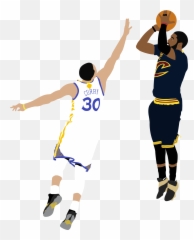 Kyrie Irving Shooting Over Steph Curry - Cartoon Basketball Player Shooting Png,Kyrie Png