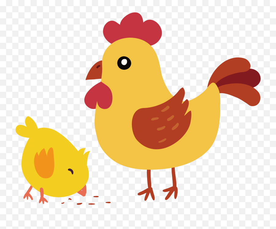 Clipart Chicken Yellow - Chicken Farm Animals Clipart Png,Chicken Transparent