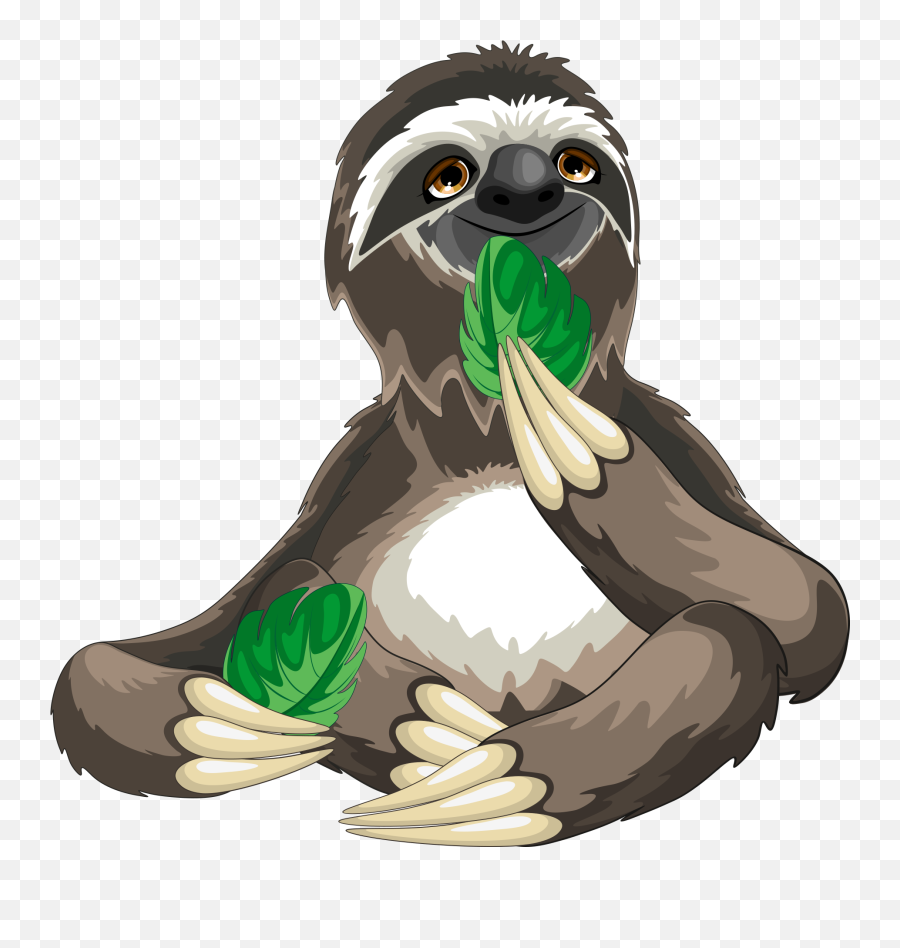 Sloths Eat Leaves Png Download - Cartoon Sloth Png,Sloth Transparent Background